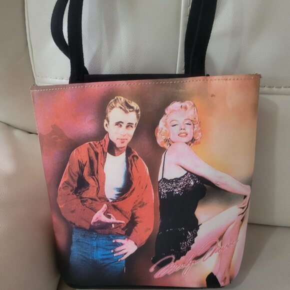 James Dean & Marilyn Monroe Vintage Canvas Tote Bag - Pop Art Style - Picture 7 of 16